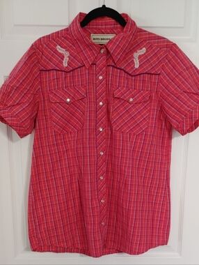 Bit & Bridle Pink Plaid Button-Down Western Shirt